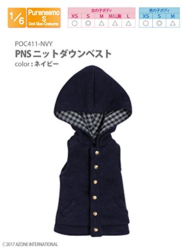 Doll Clothes - Pureneemo Original Costume - PureNeemo S Size Costume - Knit Down Vest - 1/6 - Navy (Azone)