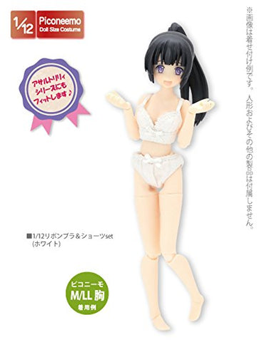 Doll Clothes - Picconeemo Costume - Ribbon Brassiere & Shorts Set - 1/12 - White (Azone)