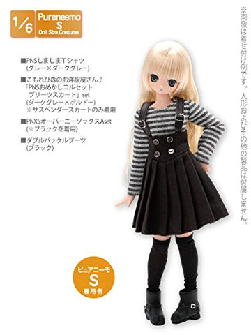 Pureneemo Original Costume - PureNeemo S Size Costume - Doll Clothes - Stripes T-shirt - 1/6 - Gray x Dark Gray (Azone)