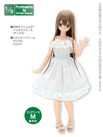 Doll Clothes - Pureneemo Original Costume - PureNeemo S Size Costume - Off Shoulder Frill One-piece - 1/6 - Sax (Azone)