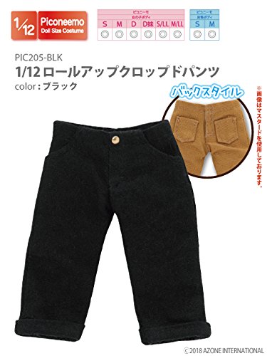 Doll Clothes - Picconeemo Costume - Roll-up Cropped Pants - 1/12 - Black (Azone)
