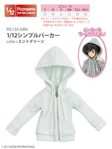 Doll Clothes - Picconeemo Costume - Simple Parka - 1/12 - Mint Green (Azone)