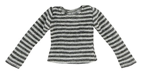 Pureneemo Original Costume - PureNeemo S Size Costume - Doll Clothes - Stripes T-shirt - 1/6 - Gray x Dark Gray (Azone)