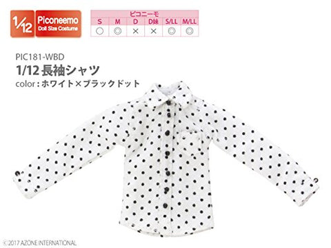 Doll Clothes - Picconeemo Costume - Long Sleeve Shirt - 1/12 - White x Black Dot (Azone)