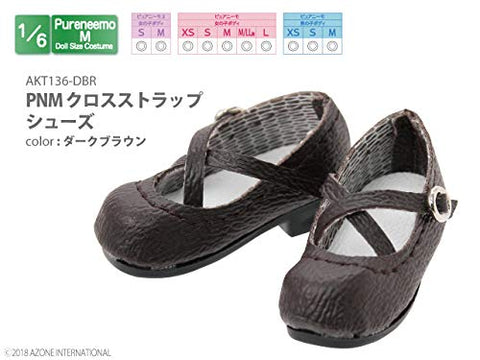 Doll Clothes - PureNeemo M Size Costume - Pureneemo Original Costume - Cross Strap Shoes - 1/6 - Dark Brown (Azone)