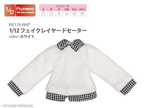 Doll Clothes - Picconeemo Costume - Fake Layered Sweater - 1/12 - White (Azone)