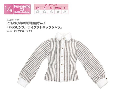 Doll Clothes - Komorebi Mori no Oyofukuya-san - Pureneemo Original Costume - PureNeemo XS Size Costume - Pink Stripe Collar Separated Shirt - 1/6 - Brown Stripe (Azone)