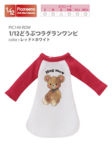 Doll Clothes - Picconeemo Costume - Animal Raglan Dress - 1/12 - Red x White (Azone)
