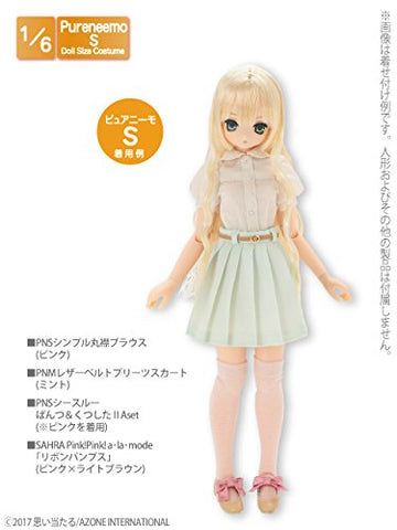 Doll Clothes - PureNeemo M Size Costume - Pureneemo Original Costume - Leather Belt Pleated Skirts - 1/6 - Mint (Azone)