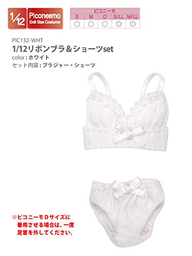 Doll Clothes - Picconeemo Costume - Ribbon Brassiere & Shorts Set - 1/12 - White (Azone)