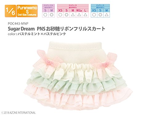 Doll Clothes - Pureneemo Original Costume - PureNeemo S Size Costume - Sugar Dream Osatou Ribbon Frill Skirt - 1/6 - Pastel Mint x Pastel Pink (Azone)