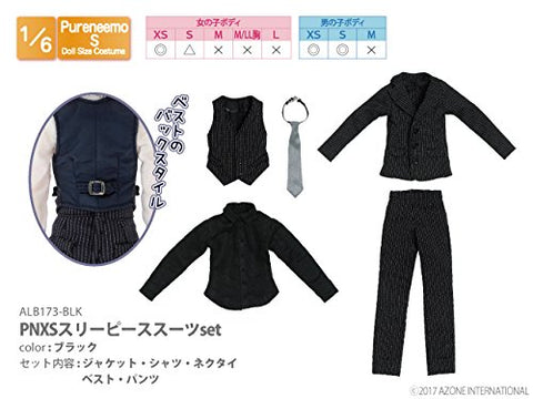 Doll Clothes - Pureneemo Original Costume - PureNeemo XS Size Costume - Three Pieces Suits Set - 1/6 - Black (Azone)