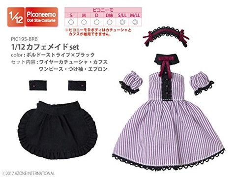 Doll Clothes - Picconeemo Costume - Cafe Maid Set - 1/12 - Bordeaux Stripe x Black (Azone)