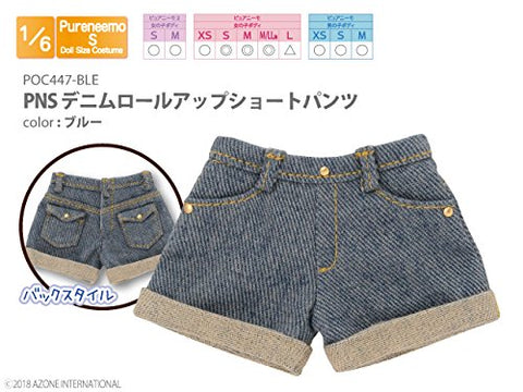 Doll Clothes - Pureneemo Original Costume - PureNeemo S Size Costume - Denim Roll Up Short Pants - 1/6 - Blue (Azone)