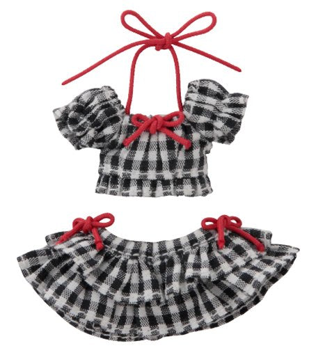 Doll Clothes - Picconeemo Costume - Gingham Check Puff Sleeve Bikini Set - 1/12 - Black Plaid (Azone)