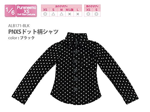 Doll Clothes - Pureneemo Original Costume - PureNeemo XS Size Costume - Dot Pattern Shirt - 1/6 - Black (Azone)