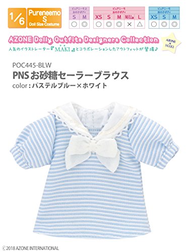 Doll Clothes - Pureneemo Original Costume - PureNeemo S Size Costume - Osatou Sailor Blouse - 1/6 - Pastel Blue x White (Azone)