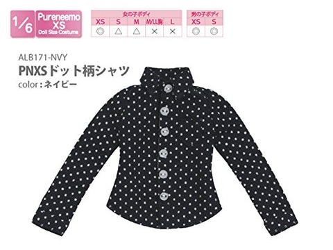 Doll Clothes - Pureneemo Original Costume - PureNeemo XS Size Costume - Dot Pattern Shirt - 1/6 - Navy (Azone)