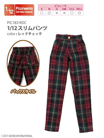 Doll Clothes - Picconeemo Costume - Straight Pants - 1/12 - Red Check (Azone)