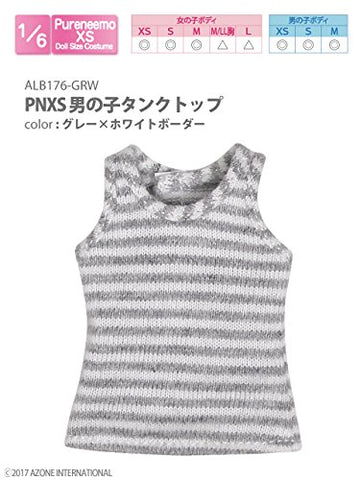Doll Clothes - Pureneemo Original Costume - PureNeemo XS Size Costume - Boys Tank Top - 1/6 - Gray x White Border (Azone)