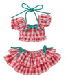 Doll Clothes - Picconeemo Costume - Gingham Check Puff Sleeve Bikini Set - 1/12 - Red Plaid (Azone)