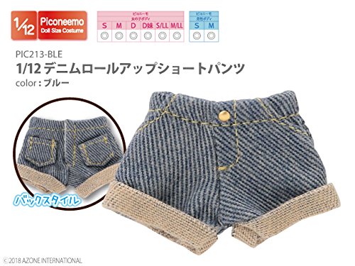 Doll Clothes - Picconeemo Costume - Denim Roll-up Shorts - 1/12 - Blue (Azone)