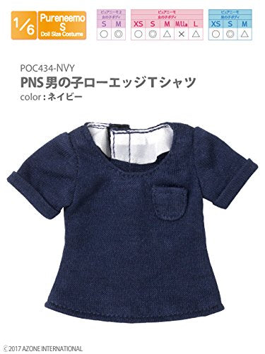 Doll Clothes - Pureneemo Original Costume - PureNeemo S Size Costume - Boys Low Edge T-shirt - 1/6 - Navy (Azone)
