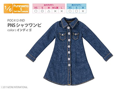 Doll Clothes - Pureneemo Original Costume - PureNeemo S Size Costume - Shirt Dress - 1/6 - Indigo (Azone)