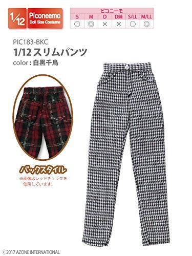 Doll Clothes - Picconeemo Costume - Straight Pants - 1/12 - Black & White Check (Azone)