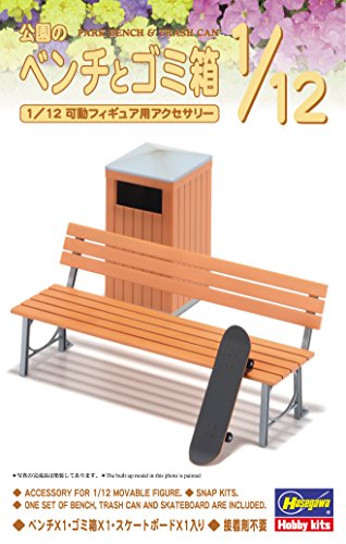 1/12 Posable Figure Accessory - Park Bench and Trash Can - 1/12 (Hasegawa)