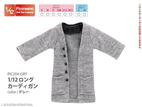 Doll Clothes - Picconeemo Costume - Long Cardigan - 1/12 - Gray (Azone)