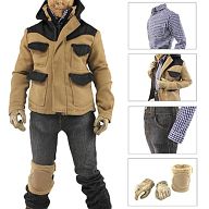 1/6 Men's Khaki Hoodie Jacket Full Set (CC244) (DOLL ACCESSORY)