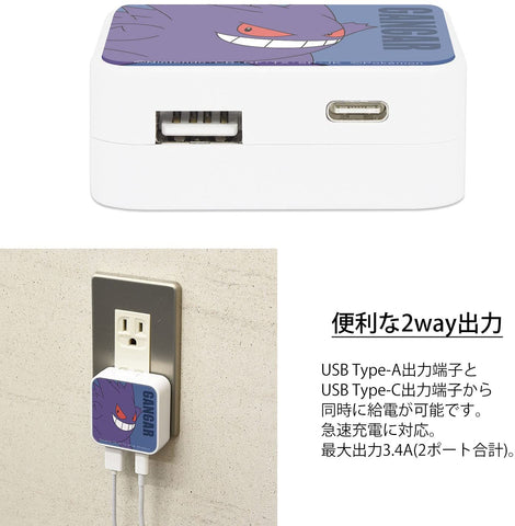 Pokémon - Gengar - USB/USB Type-C AC Adaptor (Pokémon Center)