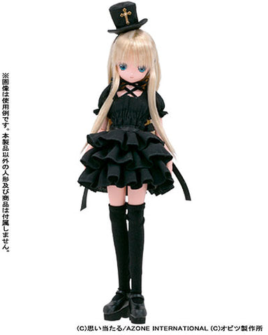 23cm Doll Wear - Little Devil Chiffon One-piece Dress / Black (DOLL ACCESSORY)