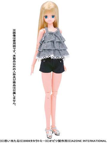 For 27cm Dolls - Happy Clover Plaid Patterned Camisole / Black Gingham Check (DOLL ACCESSORY)