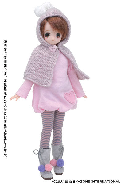 Doll Clothes - PureNeemo XS Size Costume - Heart Button Cape Pink (Azone)