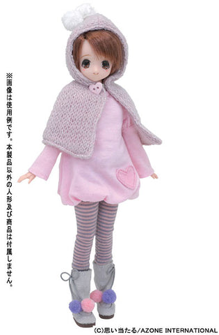 Doll Clothes - PureNeemo XS Size Costume - Heart Button Cape Pink (Azone)