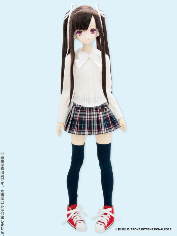 50cm Doll Wear - 50 Side-belt Pleated Skirt / Navy Plaid Pattern (DOLL ACCESSORY)