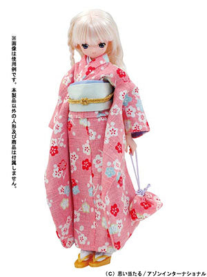 Doll Clothes - Hakama set - Plums in Spring Pink & Light Purple - 115 (Azone)