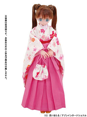 Doll Clothes - Hakama set - Plums in Spring White & Pink - 115 (Azone)