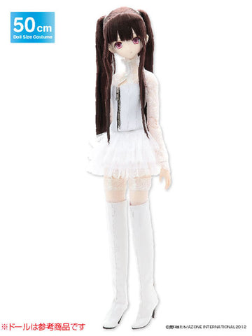 50cm Doll Wear - 50 Laced Garterbelt & Stocking / White (DOLL ACCESSORY)