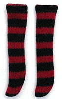 21/23cm Little Body (ALB) Wear - 21cm Boys Border High Cut Socks / Black x Red (DOLL ACCESSORY)