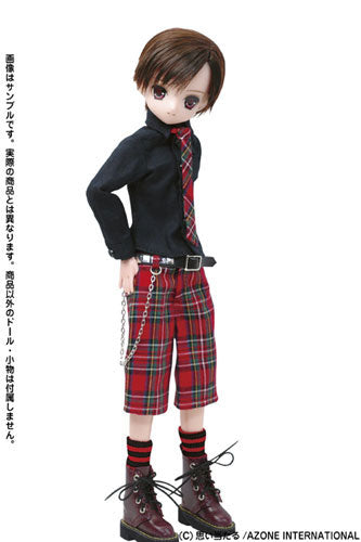 21/23cm Little Body (ALB) Wear - 21cm Boys Border High Cut Socks / Black x Red (DOLL ACCESSORY)