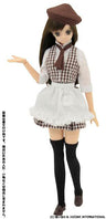 27cm Doll Wear - Cafe Uniform Set/ Brown Checkers (DOLL ACCESSORY)