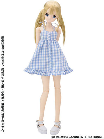 60cm Doll Size - 60 Cross Camisole Mini-Dress / Sax Gingham Check (DOLL ACCESSORY)