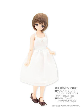 Doll Clothes - PureNeemo - PureNeemo M Size Costume - SAHRA'S à la mode - Chiffon Ribbon One-Piece Dress - 1/6 - White (Azone)　
