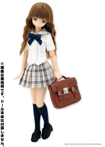 Doll Clothes - PureNeemo M Size Costume - Pureneemo Original Costume - St. Portoldam High School Summer Uniform set - 1/6 - White × Light Beige Check (Azone)