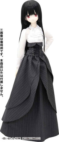 50cm Doll Wear - Black Raven Clothing: Corneille Long Skirt/ Gray Stripe (DOLL ACCESSORY)