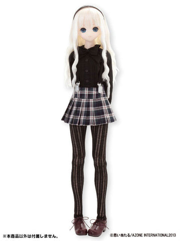 50cm Doll Wear - 50 Pleated Skirt w/Suspender / Green Checkered Pattern (DOLL ACCESSORY)