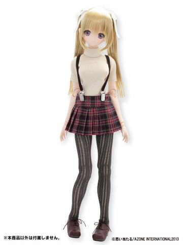 50cm Doll Wear - 50 Pleated Skirt w/Suspender / Navy Checkered Pattern (DOLL ACCESSORY)